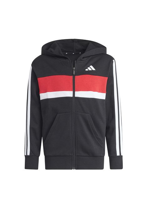 Tuta Adidas Essentials 3 Stripes Tiberio French Terry Nero Bianco Rosso Ragazzi ADIDAS CORE | Tute | KC6415-